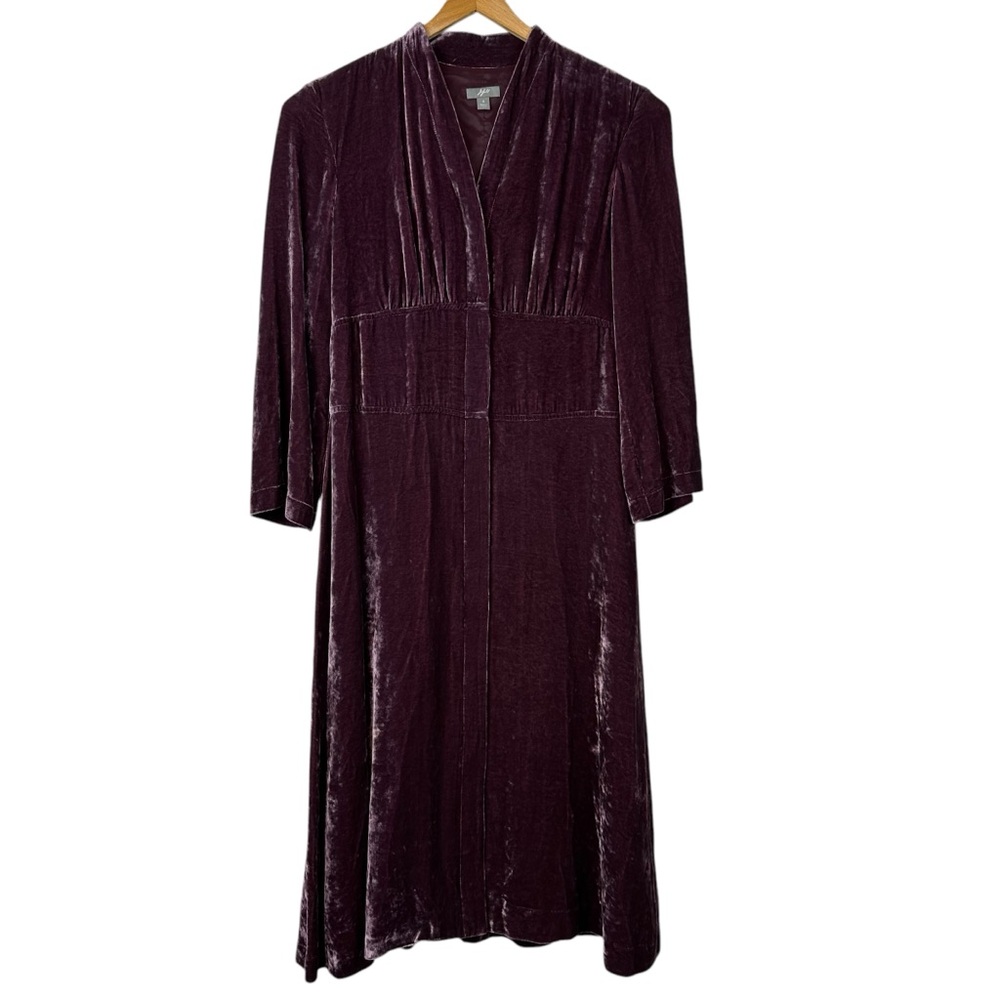 J. Jill Rayon Silk Crushed Velvet V Neck Long Dress
